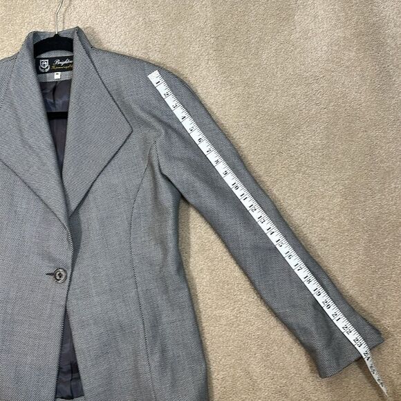 Vintage Brighton One Button Houndstooth Lined Black White Blazer Women Medium 40 - Picture 7 of 12